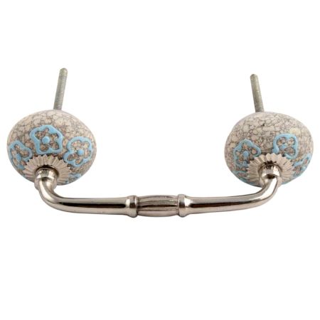 Sky Blue Floral Crackle Ceramic Bridge Handle